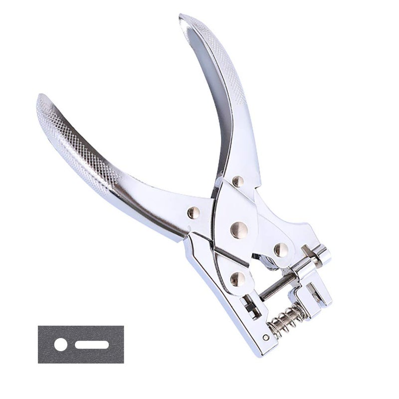 Kucaa Round & Slot 2 in 1 Hole Punch Handheld Pliers for Paper PVC Card ID Card Badge(5mm Round & Slot) - Image 1